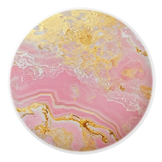 Marble Golden Rosa Mönster Knopp (Framsidan)