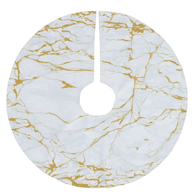 Marble Golden Struktur Seamless Mönster Julgransmatta Borstad Polyester (Framsidan)