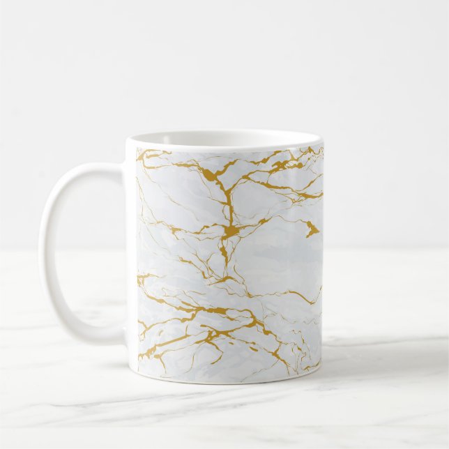 Marble Golden Struktur Seamless Mönster Kaffemugg (Vänster)