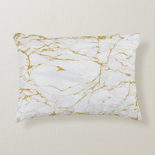 Marble Golden Struktur Seamless Mönster Prydnadskudde (Framsidan)