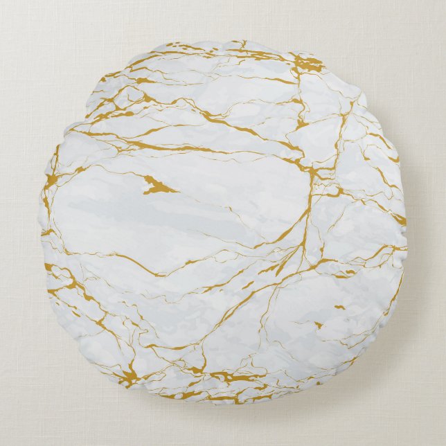 Marble Golden Struktur Seamless Mönster Rund Kudde (Framsidan)