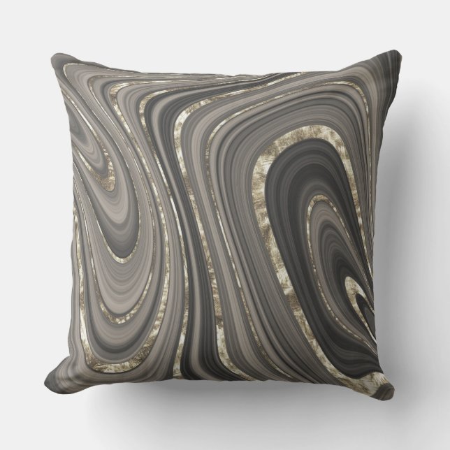 Marble grått black vinkar kudde (Framsida)