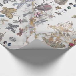 Marble Grått Guld Meadow Butterfly Insekter Gem Presentpapper