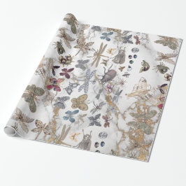 Marble Grått Guld Meadow Butterfly Insekter Gem Presentpapper