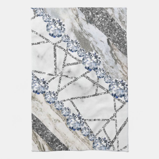 Marble Grått Guld White Kökshandduk (Vertikal)