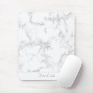 Marble grått på vit personlig namn musmatta