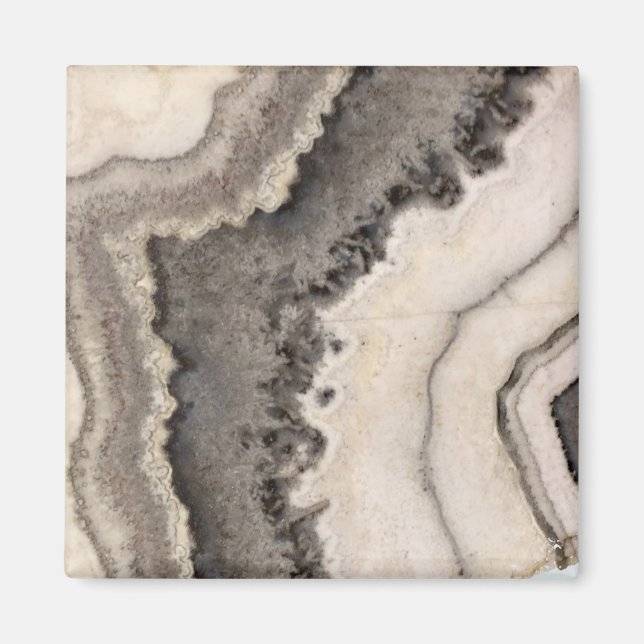 Marble grått svartvit agate Natural gemstone Magnet (Framsidan)