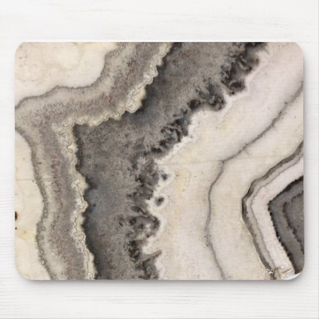 Marble grått svartvit agate Natural gemstone Musmatta (Framsidan)