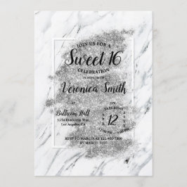 Marble Grayscale Sweet 16-inbjudan Inbjudningar