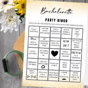 Marble Guld Bachelorette Bingo Party Game Inbjudningar