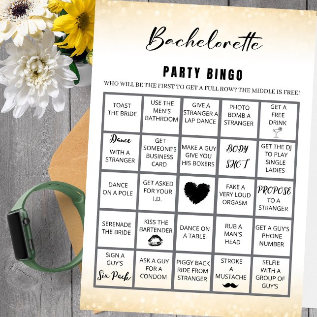 Marble Guld Bachelorette Bingo Party Game Inbjudningar (Skapare uppladdad)