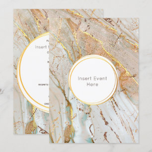 Marble guld blue orange agate geometric round inbjudningar