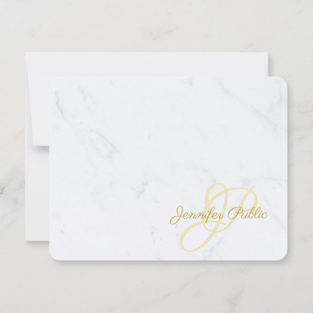 Marble Guld Calligraphy Script Text Modern Trendig Anteckningskort (Framsida)