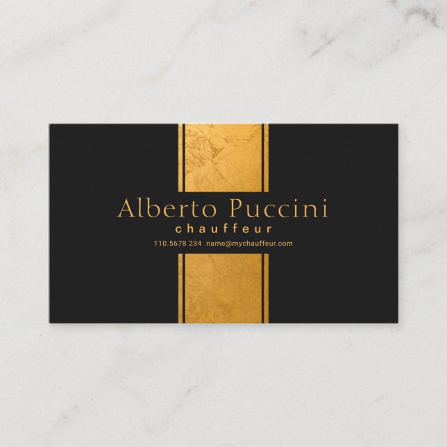 Marble Guld Column Exquity Simple Chauffeur Visitkort (Framsida)