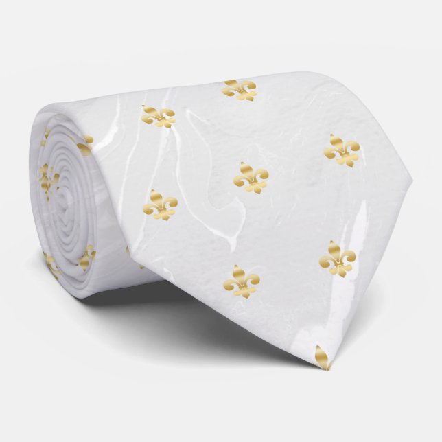 Marble guld Fleur de Lis, Fransk Lili mönster Slips (Rullad)