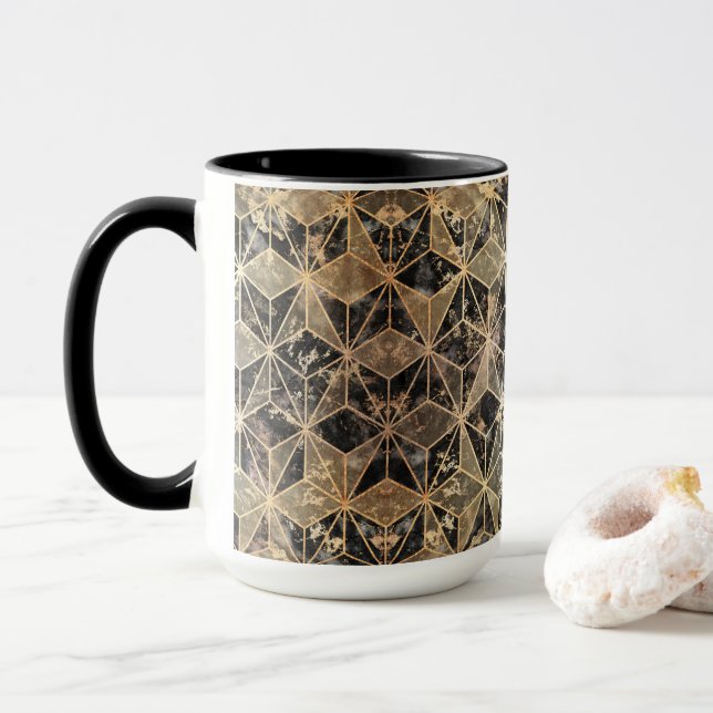 Marble & Guld Geometric Mönster Mugg (Med munk)