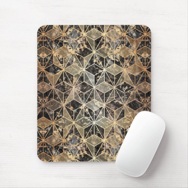 Marble & Guld Geometric Mönster Musmatta (Med mus)