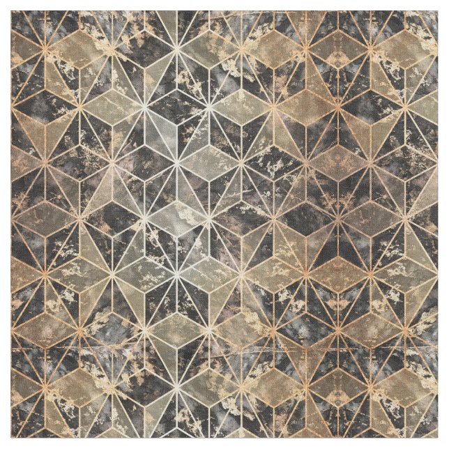 Marble & Guld Geometric Mönster Tyg (Närbild)
