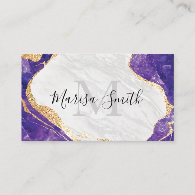 Marble, Guld Glitter Blue Stone Visitkort (Framsida)
