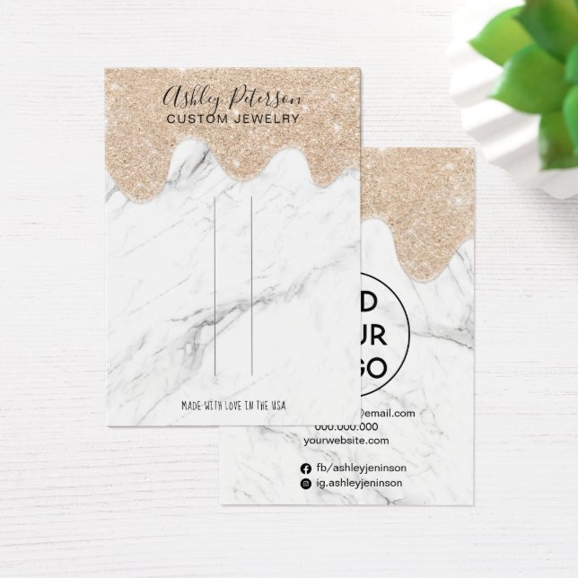 Marble guld glitter, drop jewelry-visning visitkort (Skivbord)