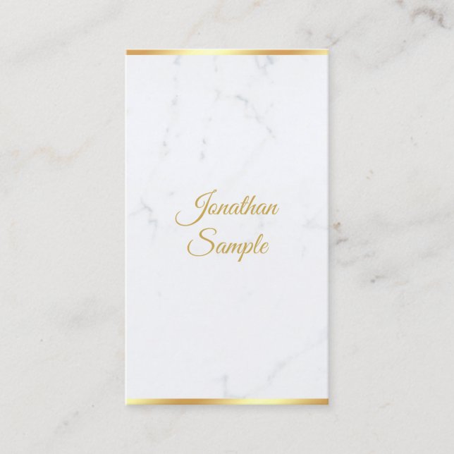 Marble Guld Modern Handskriftlig skriptmall Visitkort (Framsida)