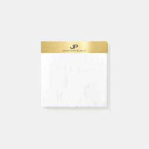 Marble & Guld Modern Monogram - ursprunglig mall Post-it Block