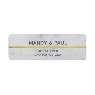 Marble & Guld Photo Birthday Returadress Etikett