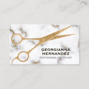 Marble Guld Scissor Hairstylist Visitkort