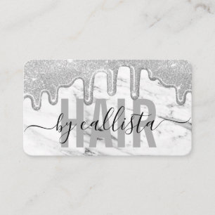 Marble Hair Stylist silver Glitter Visitkort