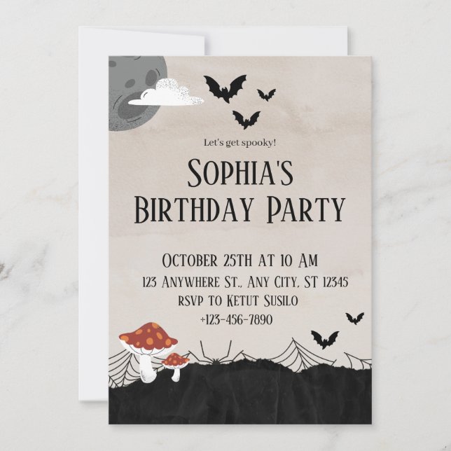 Marble Halloween Birthday Inbjudningar (Framsida)