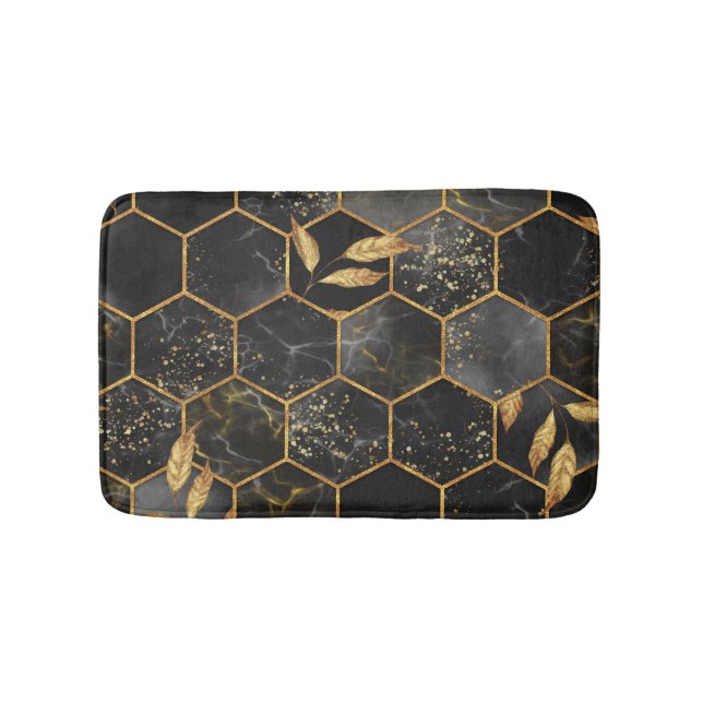 Marble Hexagon, Golden Lövs Struktur. Badrumsmatta (Framsidan)