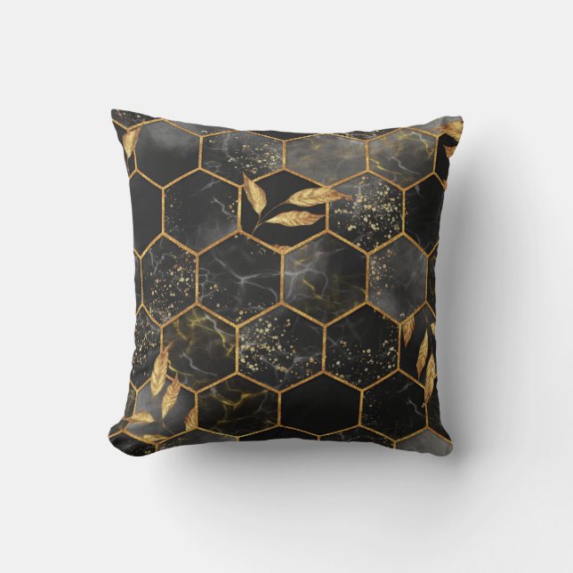 Marble Hexagon, Golden Lövs Struktur. Kudde (Framsida)