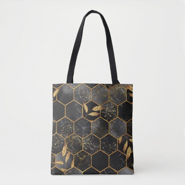 Marble Hexagon, Golden Lövs Struktur. Tygkasse (Framsida)