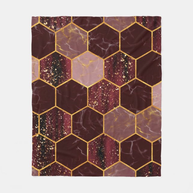 Marble hexagon seamless struktur med guld fleecefilt (Framsidan)