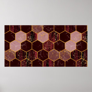 Marble hexagon seamless struktur med guld poster