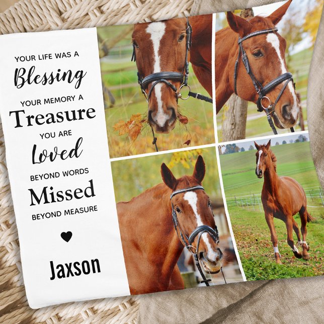 Marble Horse Pet Memorial Photo Fleecefilt (Skapare uppladdad)