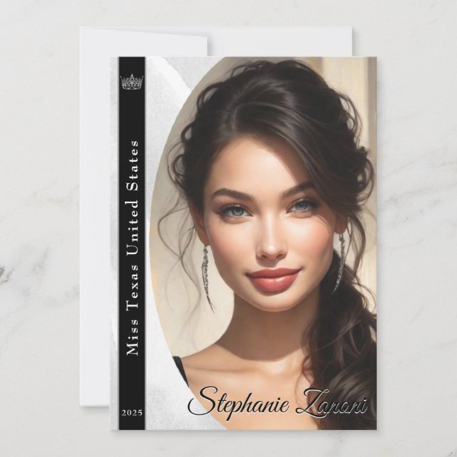 Marble Ice Skönhetstävling Sash Autograph Card Inbjudningar (Framsida)