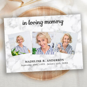 Marble in Loving Memory 3 Photo Sympathy Funeral Tack Kort