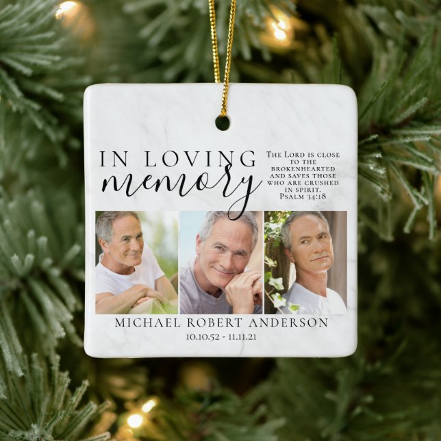 Marble in Loving Memory Photo Memorial Tribute Julgransprydnad Keramik (Träd)