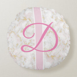 Marble Initial Personlig Rosa Pillow Poufs Rund Kudde