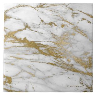 Marble Inspired White Guld Tile Kakelplatta