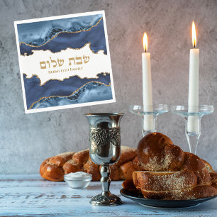 Marble Jewish Shabbat Shalom Guld Pappersservett