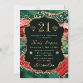 Marble jul Agate & Guld Glitter Birthday Inbjudningar