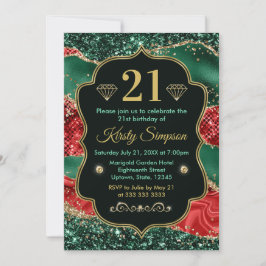 Marble jul Agate & Guld Glitter Birthday Inbjudningar