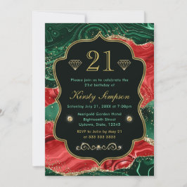 Marble jul Agate & Guld Glitter Birthday Inbjudningar