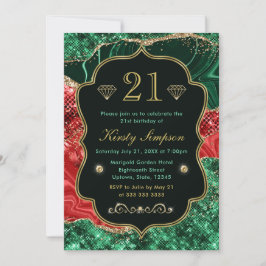 Marble jul Agate & Guld Glitter Birthday Inbjudningar