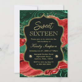 Marble julagate & Guld Glitter Sweet 16 Inbjudningar