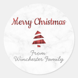 Marble Julgran (Tartan: Red and Black) Runt Klistermärke