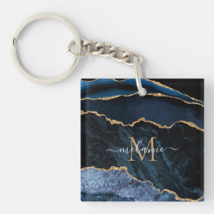 Marble Keychain för marmor i Namn, svart Guld