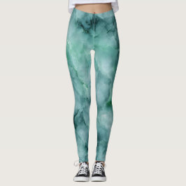 Marble-like Struktur i Mint Grönt Leggings